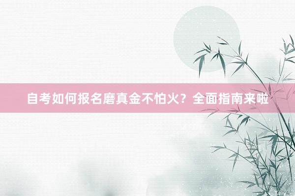自考如何报名磨真金不怕火？全面指南来啦
